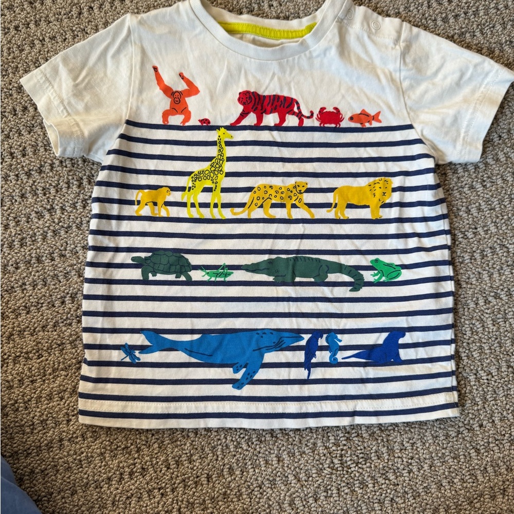 Boden White and Blue Short Sleeve Tees with Animal Prints
